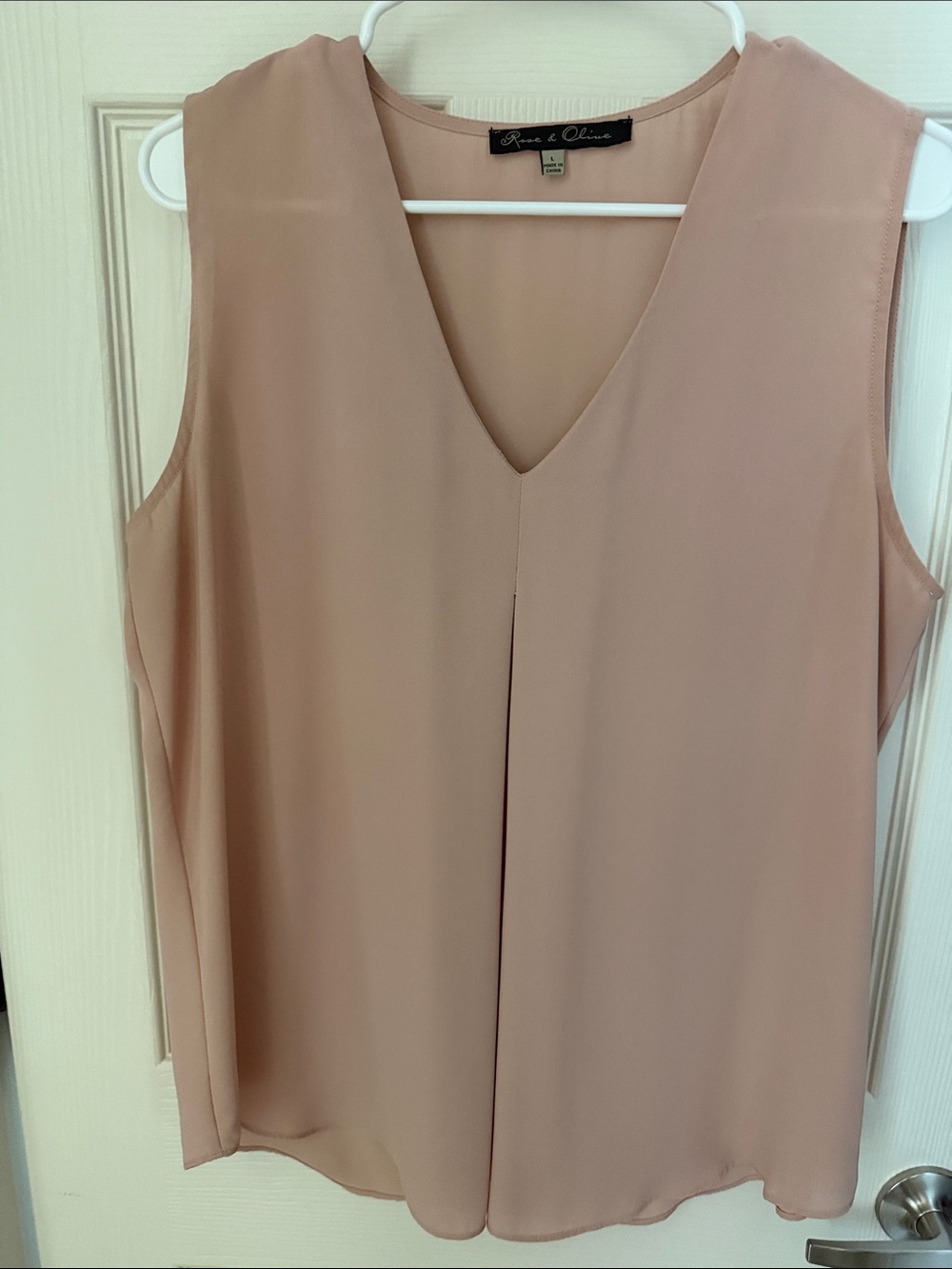 Rose & Olive Dusty Blush V-Neck Pleated Camisole